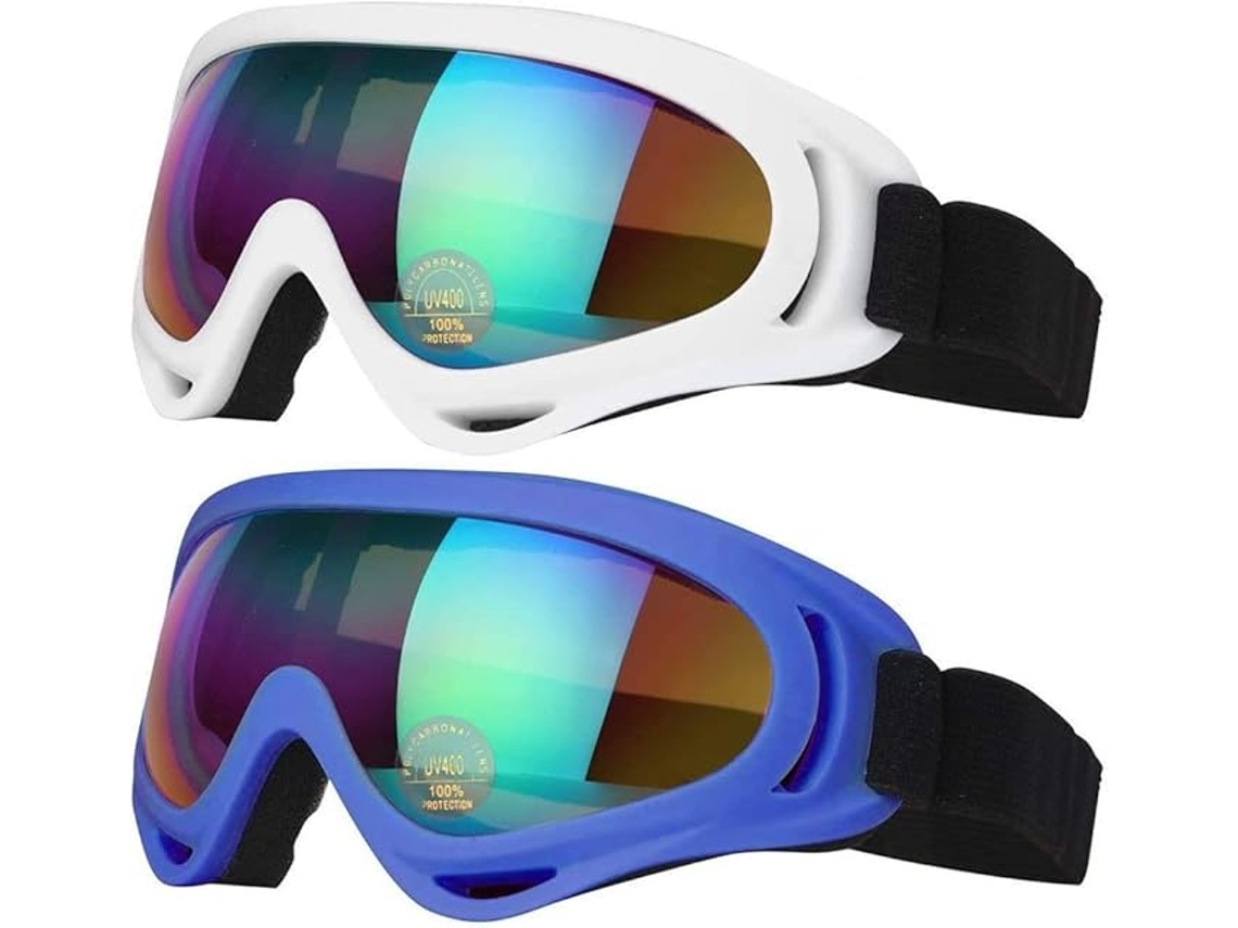 Conjunto De 2 Óculos De Esqui E Snowboard Com Proteção Uv Aquaforge (azul E Branco)