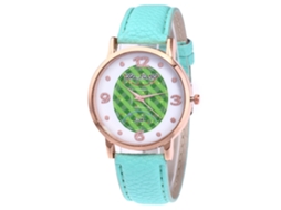 Relógio de casal com pulseira quadrada em formato de semente de lichia, movimento de quartzo, para mulheres e homens, cor menta.