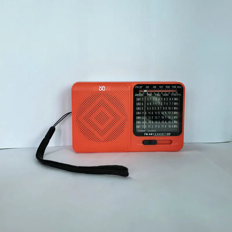 Rádio Tipo Ponteiro MDUG com suporte Bandas Fm/am/sw, Alto falante Magnético, Recarregável, para Fone de Ouvido 3,5mm (vermelho)
