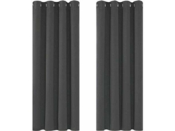 Cortinas Blackout Isolantes Térmicos Anti-frio, 117x138 Cm (largura X Altura), Design Moderno Com Laços, Cortinas Para Sala E Quarto, Cinza Escuro