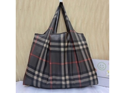 Sacola De Compras De Supermercado, Sacola Dobrável E Portátil, Leve, Estilo Mamãe, Bolsa De Armazenamento, Modelo Quadriculado Preto Betterlifefg