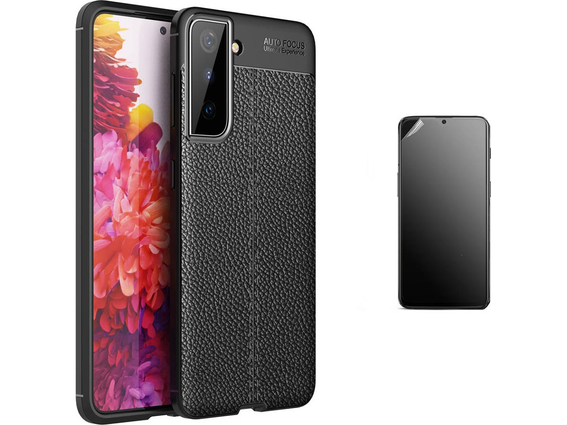 Kit Capa e Película Samsung S21 Ultimatte Rugged Leather Preto
