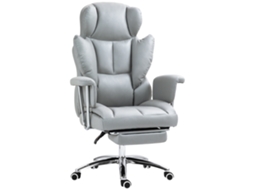 Cadeira De Escritório Ergonômica, Estofada, Com Apoio Para Os Pés, Encosto Ajustável, Giro De 360°, Cinza Claro Ehstmind