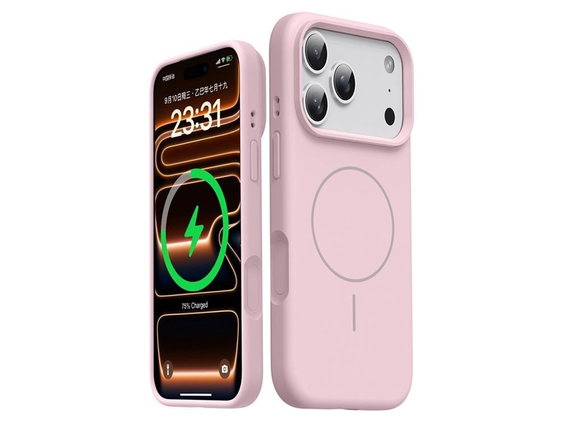 Capa Para Iphone 17 Pro Magsafe Em Silicone Líquido - Rosa
