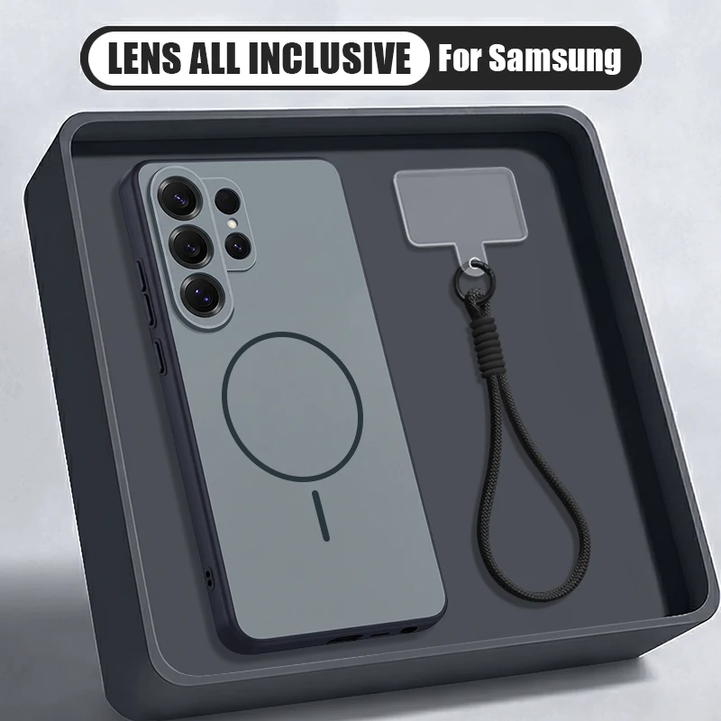 (preto) Capa Magnética Para Celular Galaxy S25 Ultra Em Cores Vibrantes Com Cordão