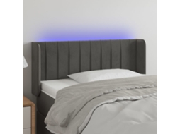 Vidaxl Cabeceira Cama C/ Luzes Led Veludo 103x16x78/88 Cm Cinza-escuro