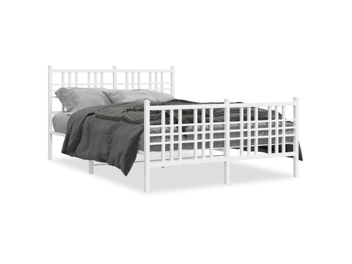 Estrutura de Cama com Cabeceira e Pés Metal Branco MAISON EXCLUSIVE 137x190 cm