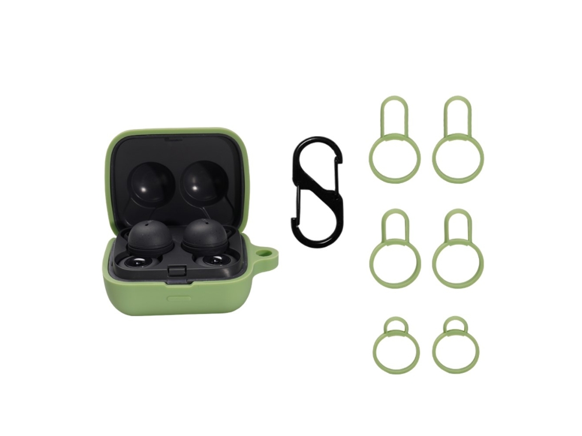 Capa De Carregamento De Silicone Com Fivela Para Sony Linkbuds Verde Brilvibera