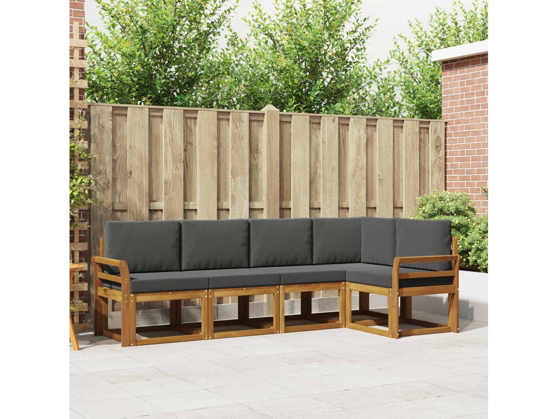 Vidaxl Conjunto De Sofás Para Exterior 5 Pcs Natural E Antracite