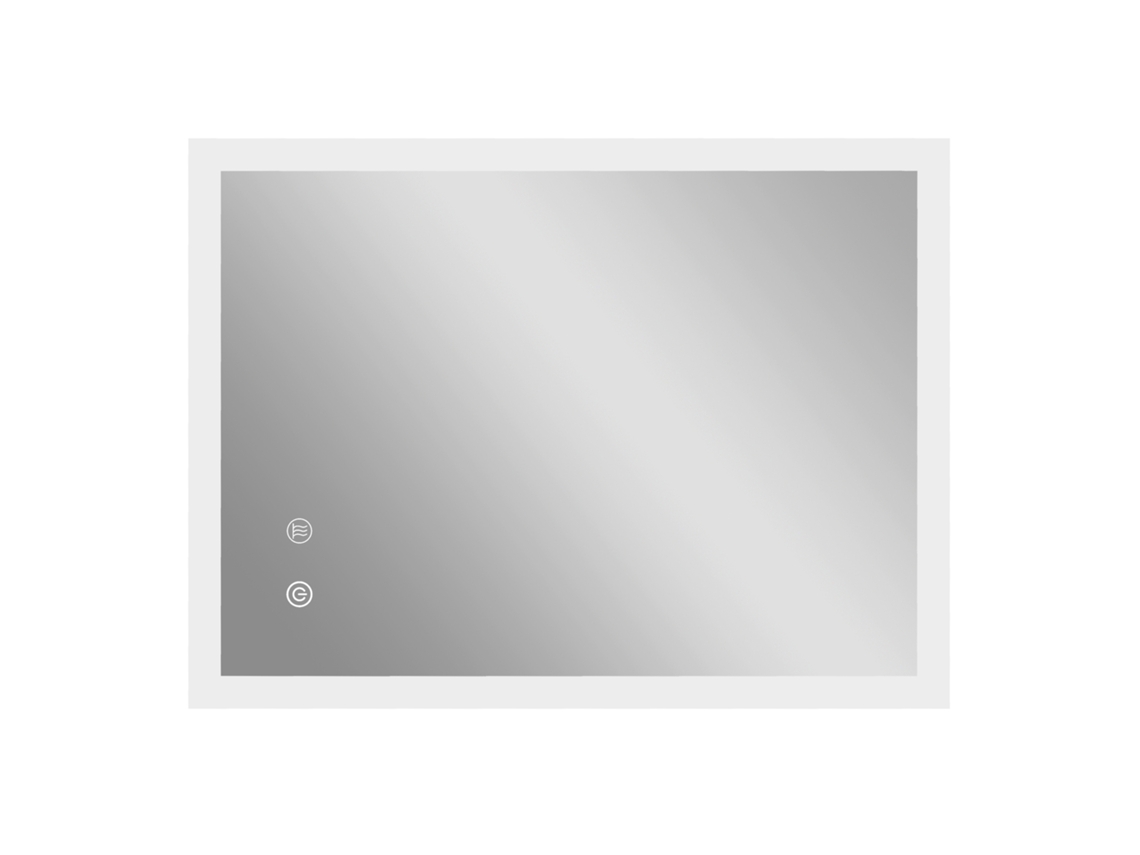 Espelho De Banheiro Led Antiembassante Com 3 Cores E Brilho Regulável, Em Metal E Vidro, 80x60x3 Cm