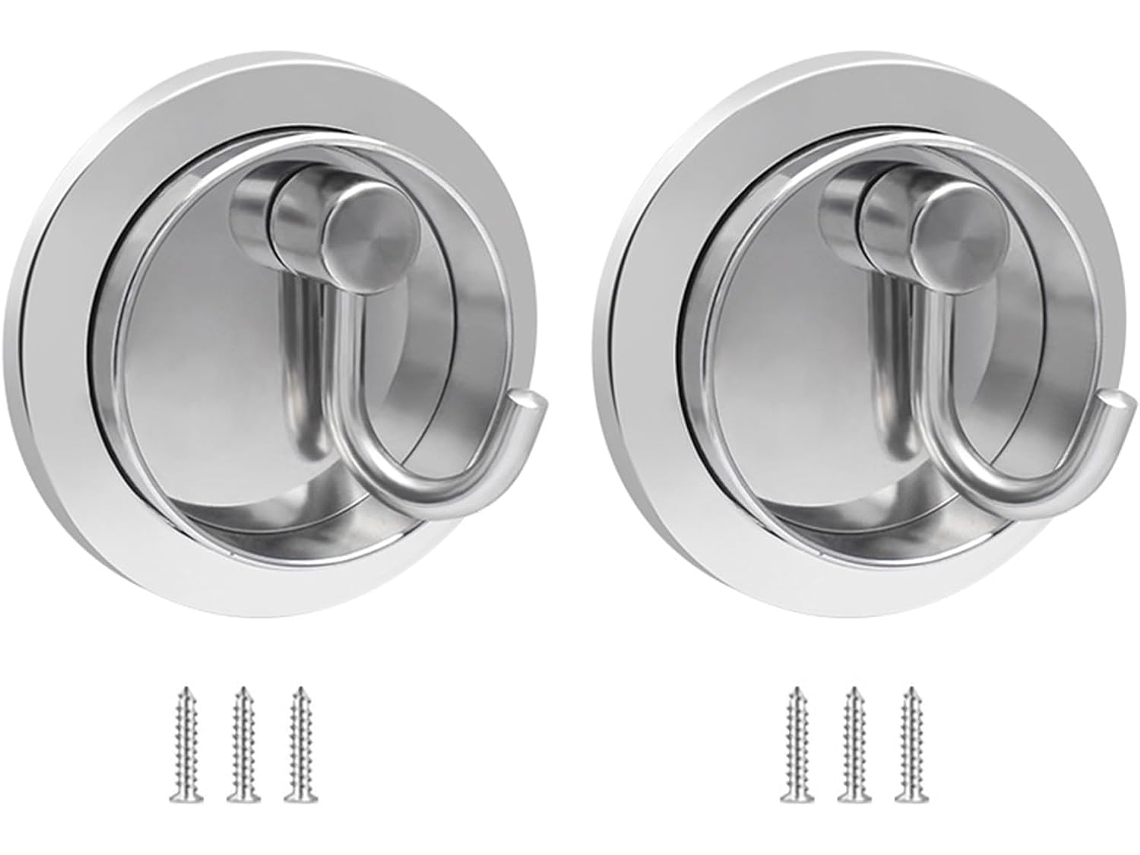 Conjunto De 2 Ganchos Giratórios Ocultos Em Aço Inoxidável, Ideais Para Economizar Espaço E Perfeitos Pendurar Chaves