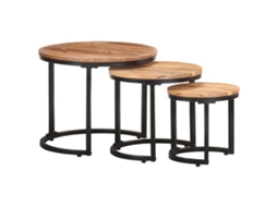 Vidaxl Mesas De Apoio 3 Pcs Madeira De Acácia Maciça