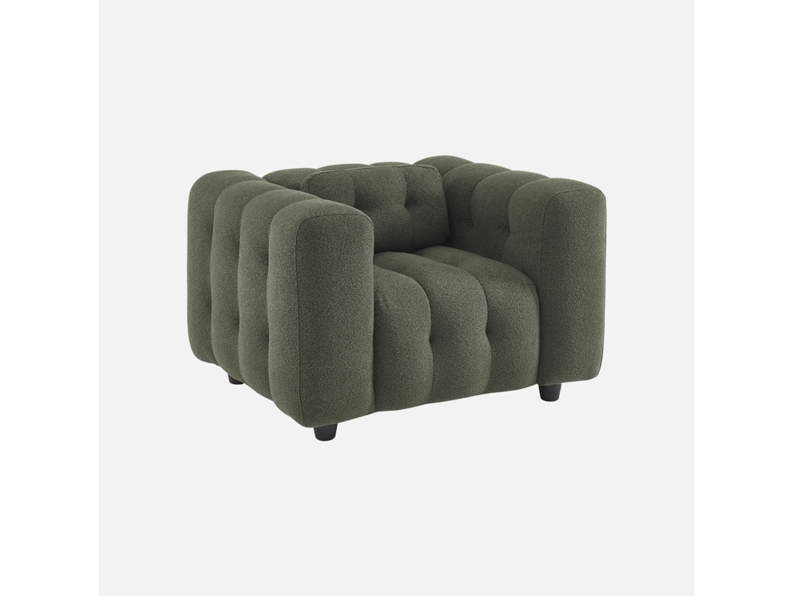 Poltrona Em Tecido Boucle Texturado, 1 Lugar, Caqui Sweeek