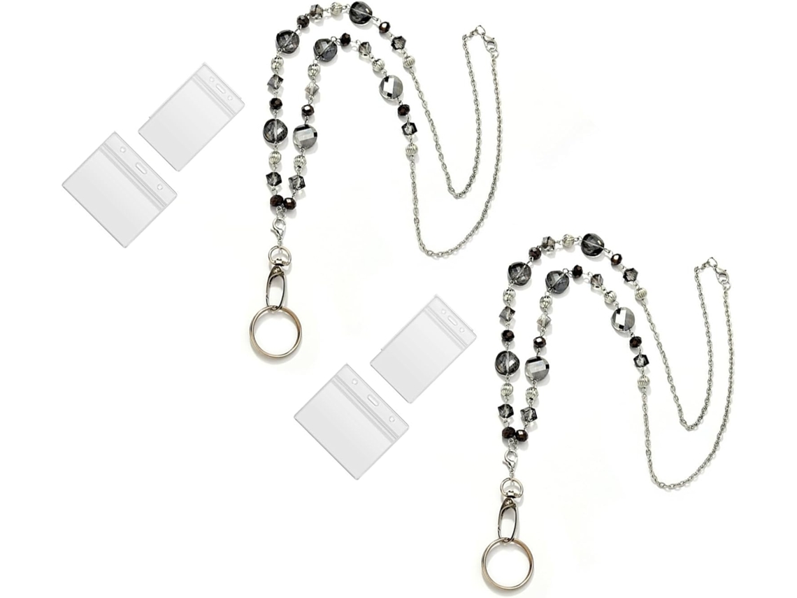 Lurelia Porta-crachá Transparente Portátil Com Cordão Em Plástico Para Escritório E Escola