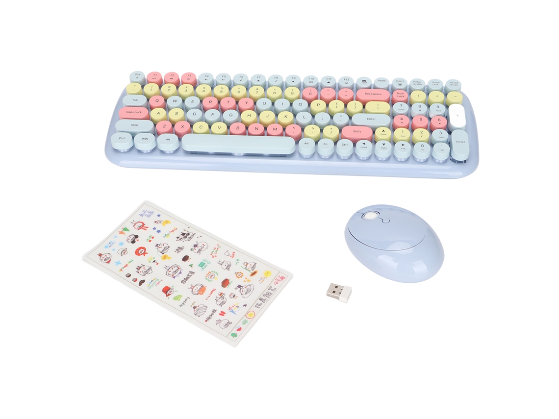 Conjunto de Teclado e Mouse Sem Fio 2.4g com Tecla Circular Retrô e Economia de Energia S/MARCA