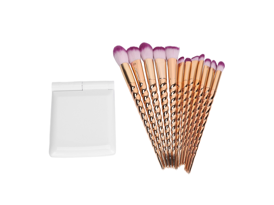 Kit Espelho E Pincéis Maquiagem Led Portátil Para Uso Diário