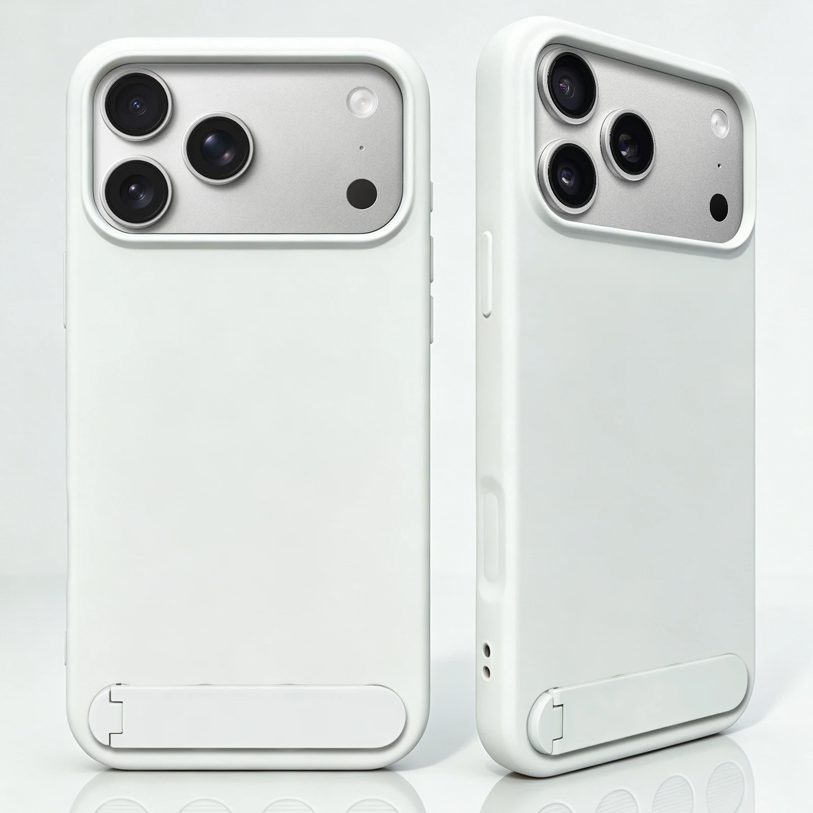 (branco, Iphone 17) Capa De Celular Em Silicone Líquido Com Suporte Dobrável, Resistente A Impactos E Quedas.