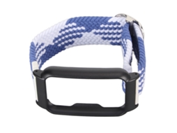 Pulseira de Relógio com Capa Elástica Tecida Ajustável para Oppo Free Azul Branco com Moldura Preta
