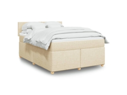 Vidaxl Cama Com Molas/colchão 140x200 Cm Tecido Cor Creme