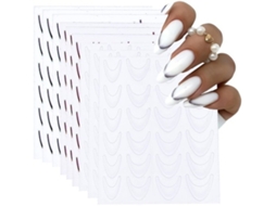 Nagel-stickers Multicor - French Manicure - Auto-adesivos - Curvas - 9 Fios - Conclusão Profissional - Nail Art