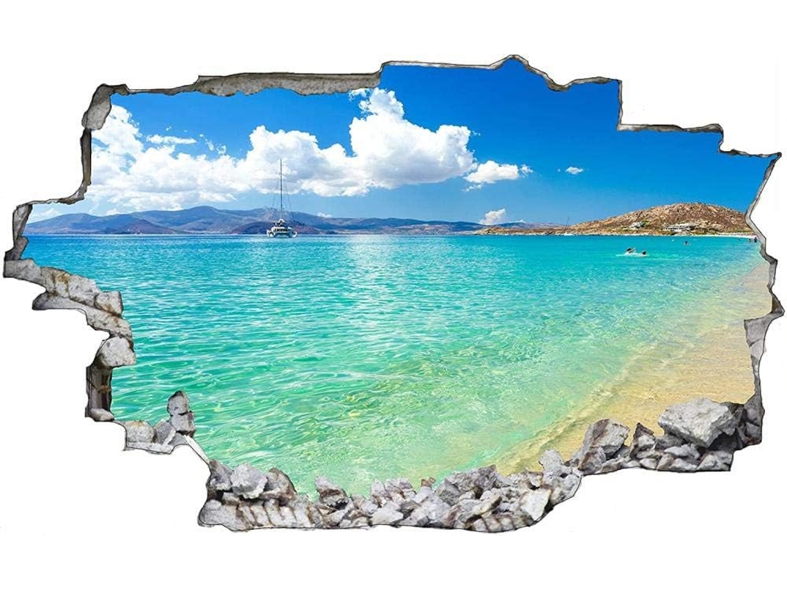Adesivos Muraux Férias Mar Praia Praia Adesivo Adesivo Mural Para Salão De Beleza Quarto Cozinha Escritório Adulto Criança 62x92cm