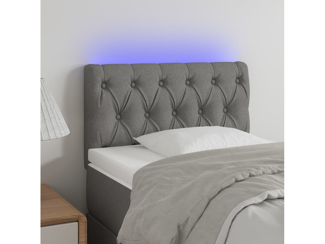 Cabeceira De Cama C/ Luzes Led Tecido 80x7x78/88 Cm Cinza-claro