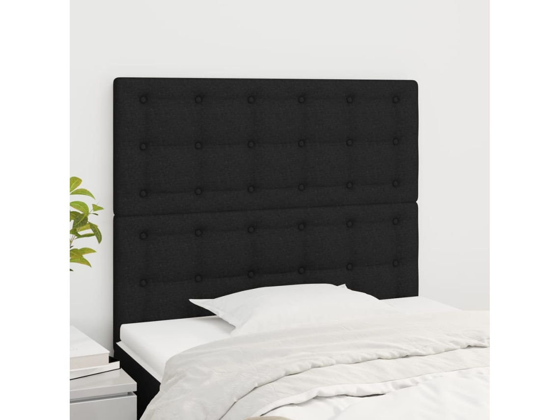 Cabeceira de cama 2 pcs tecido 90x5x78/88 cm preto