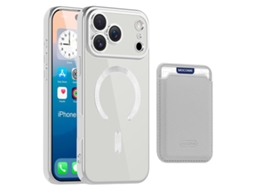 Capa Para Iphone 17 Pro Max Com Magsafe E Suporte Para Cartão, Em Tpu Pc - Cinza