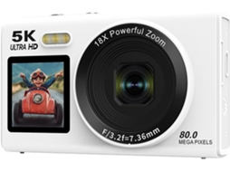 Câmera Digital 5k, Câmera De Vlog Uhd De 80 Mp Com Tela Dupla Atualizada, Câmera De Selfie Com Foco Automático E Zoom De 18x (branca)