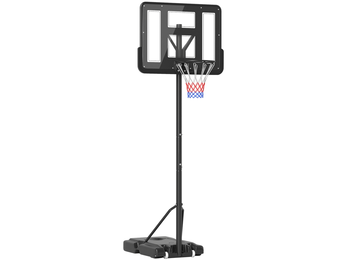 Cesta de Basquete Ajustável com Base Rodas Estrutura Aço E-TOWN