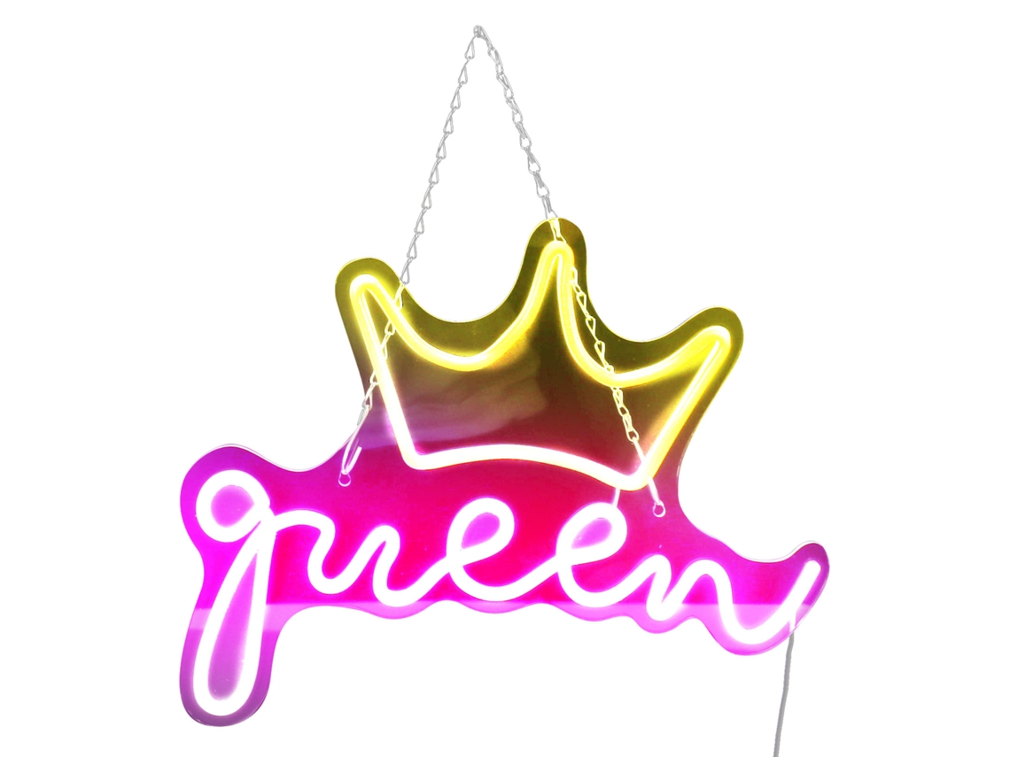 Letreiro Neón Led Coroa Queen Luz Decorativa Usb para Quarto Infantil Aniversário Parede