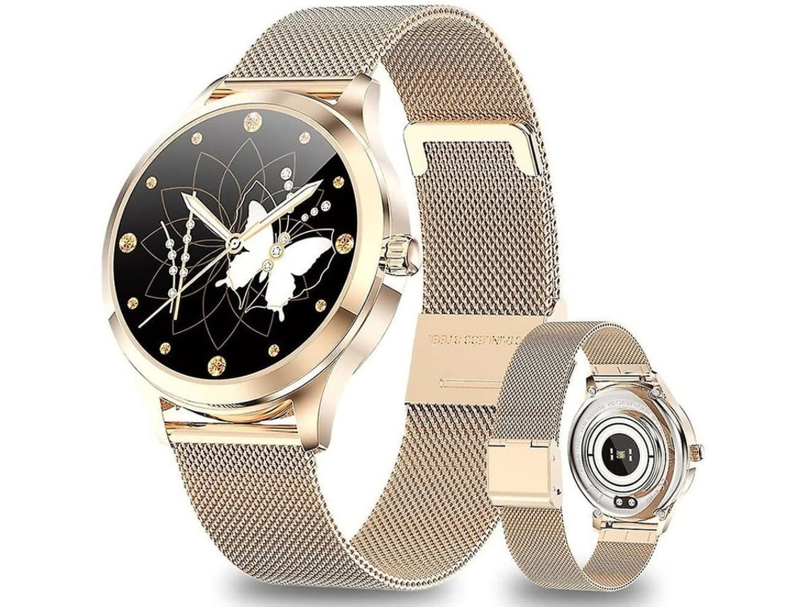 Smartwatch senhoras ouro ip68 à prova dip68 água rastreador de fitness smartwatch para senhoras com gerenciamento de ciclo feminino monitor freqüência bestvite
