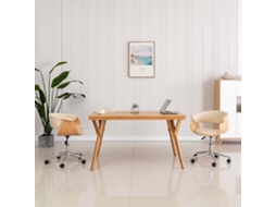 Vidaxl Cadeira De Jantar Giratória Madeira Curvada/couro Artif. Creme