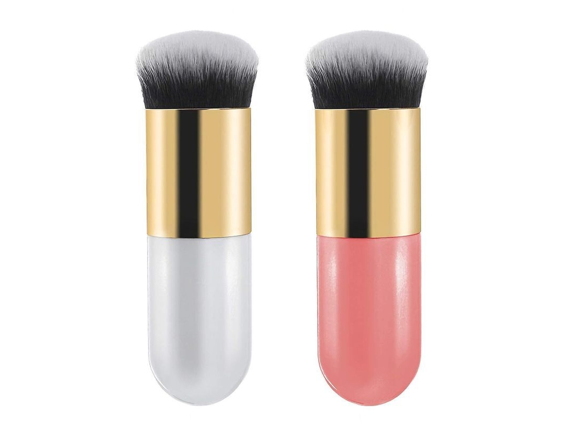 Pinceis de Base 2 Peças, Pinceis de Maquiagem Gordinhos, Ideal para Misturar Liquido, Creme Ou Pó Perfeito