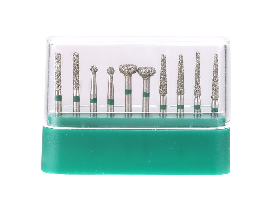 Kit De 10 Brocas Diamantadas Dentárias De Aço Inoxidável Com Cabo Redondo 1.6mm