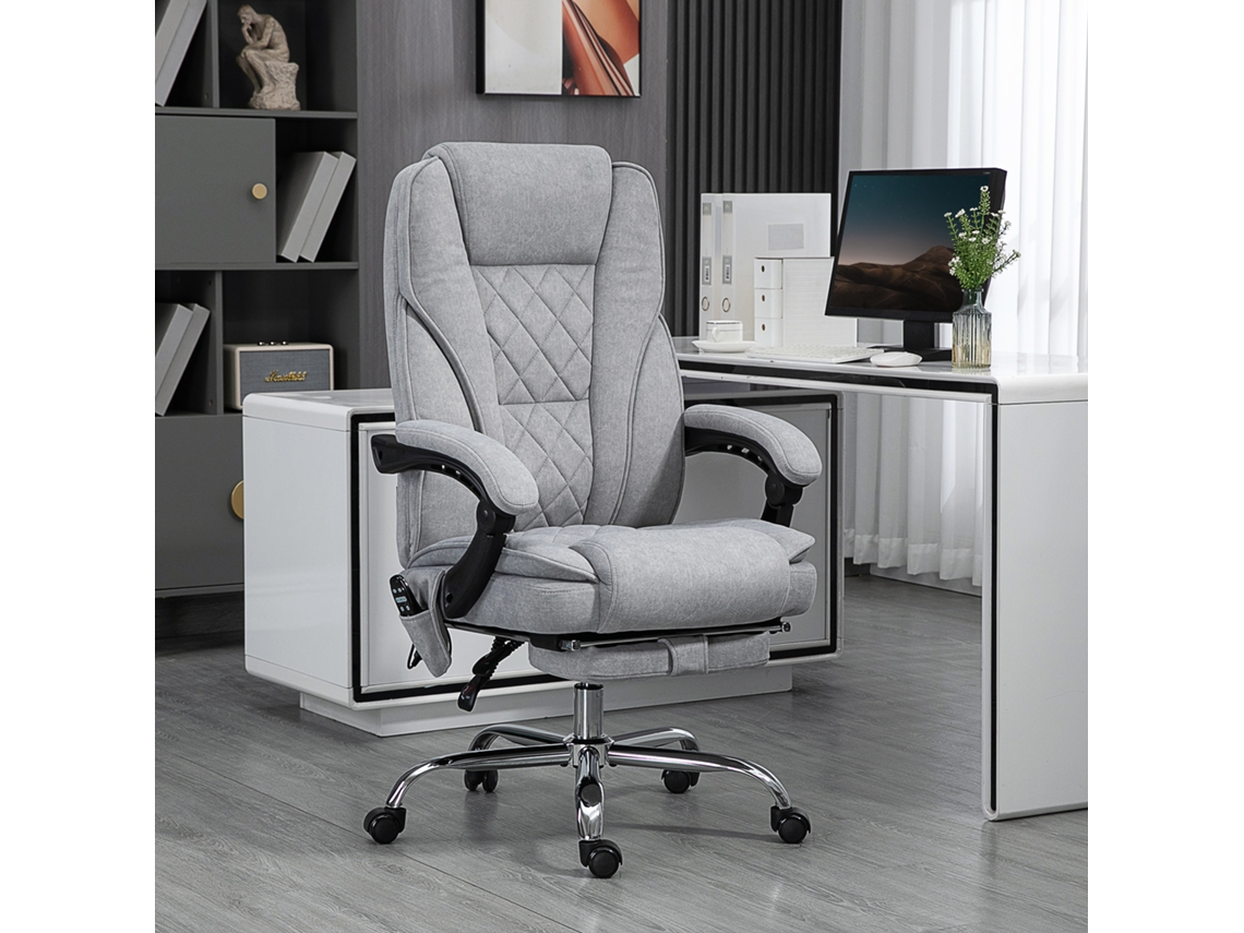 Ergonomic Office Chair With Massage Function, Footrest, Swivel, Rollable, Gray