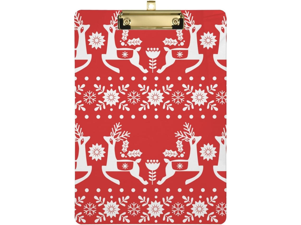 Prancheta À Prova D'água com Estampa de Veado e Flor Natalina Plástico 31,8 X 22,9 0,3 Cm Durável Resistente