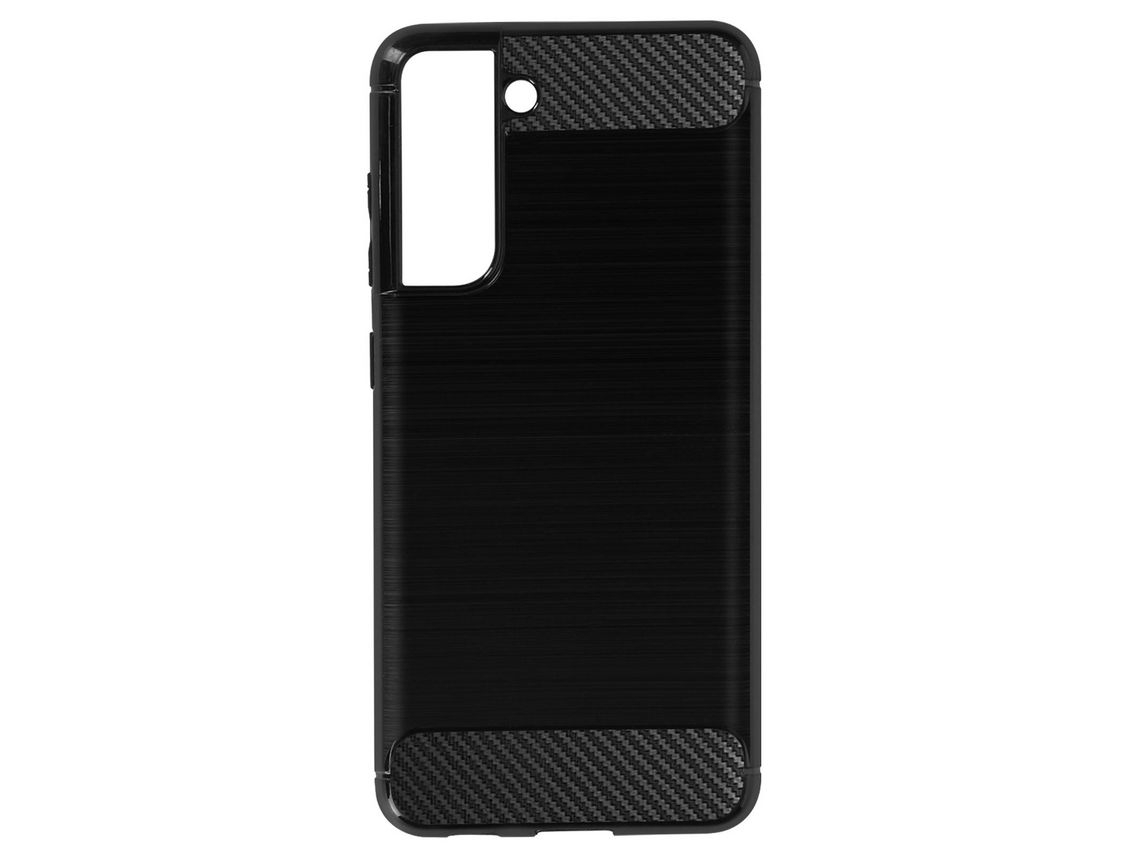 Capa Para Samsung Galaxy S21 Fe Reforçado Suave Efeito Carbono Escovado Preto
