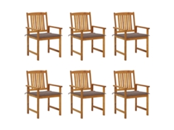 Vidaxl Cadeiras De Jardim Com Almofadões 6 Pcs Acácia Maciça