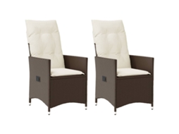 Vidaxl Cadeiras Jardim Reclináveis 2pcs C/ Almofadões Vime Pe Castanho