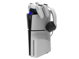 Estação De Carregamento Dupla Para A Ps5 Slim Com Suporte Para Auscultadores E Controlador Branco / Preto Ipega