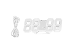 Reloj De Pared Led 3d Minimalista Marco Blanco Digital Alarma Temporizador Con Temperatura Para Hogar Sala Palabras Blancas