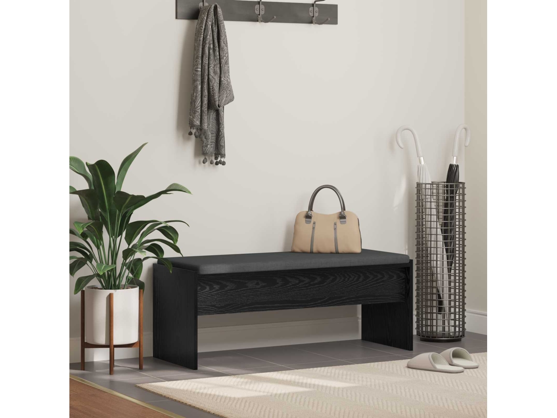 Vidaxl Banco De Hall Com Almofada Carvalho Preto 103 X 38 X 40 Cm
