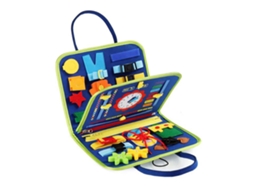 Primerox placa de Atividades Sensorial para Bebê com Aprendizado e Coordenação Motora Feltro Azul