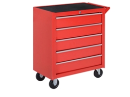 Carro De Oficina, 5 Gavetas Espaçosas, Design Com Fechadura, Vermelho