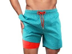 Calcinha De Praia Masculina De Poliéster E Spandex Com Cintura Elástica E Bolso De Drenagem, Ideal Para Praia E Atividades Ao Ar Livre 3