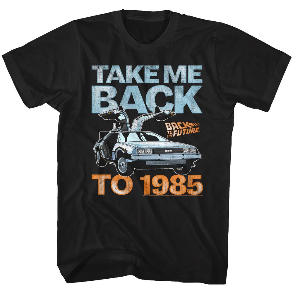 Unisex Adult T-shirt Rockinstone Back To The Future Movie Take Me Back To 1985 Black Sizexxl