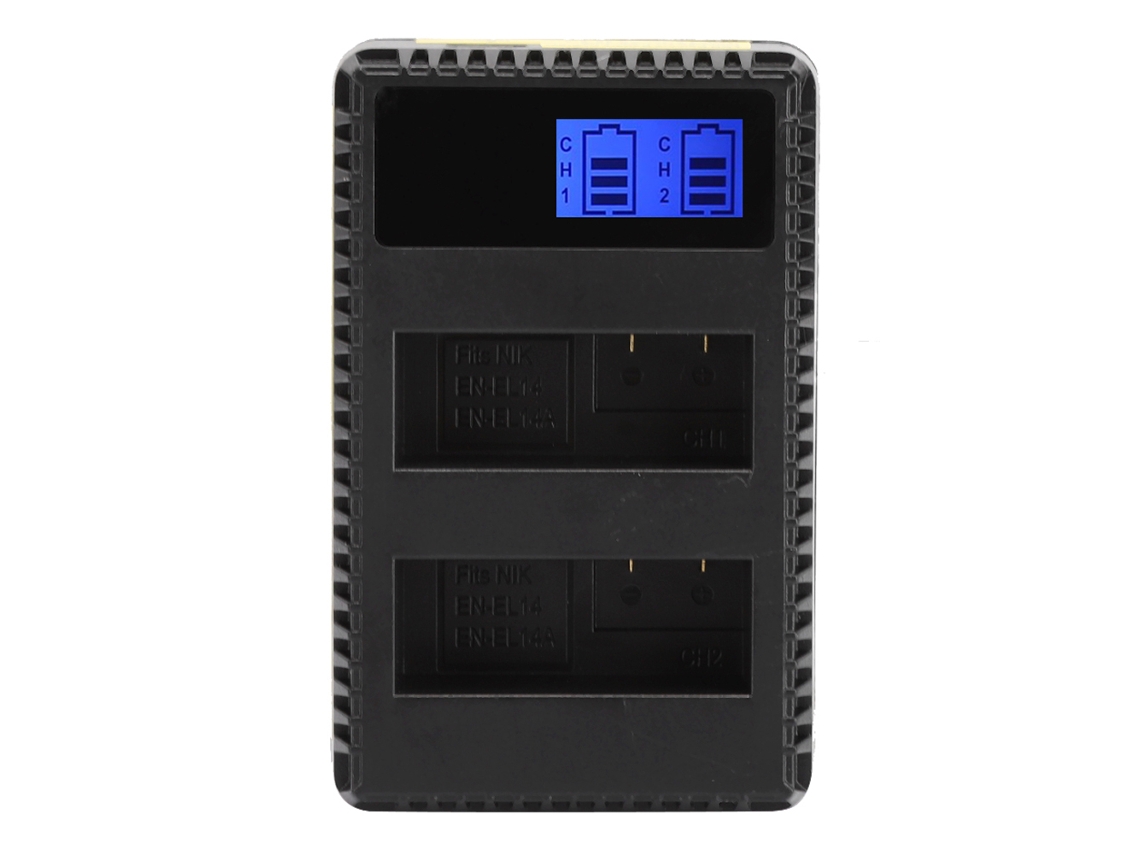 Carregador Dual De Bateria Com Tela Lcd E Cabo Usb