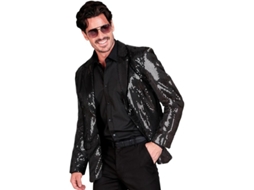 Jaqueta preta Disco Fashion com lantejoulas para homens
