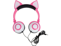 Fone De Ouvido Dobrável Com Orelhas Gato Para Crianças, Conector De 3, 5mm, Rosa
